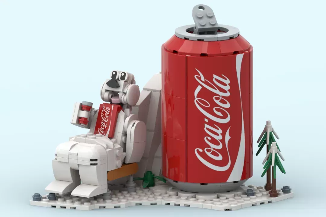 This LEGO® Ideas Coca-Cola Polar Bear Comes With a Giant Coke Bottle