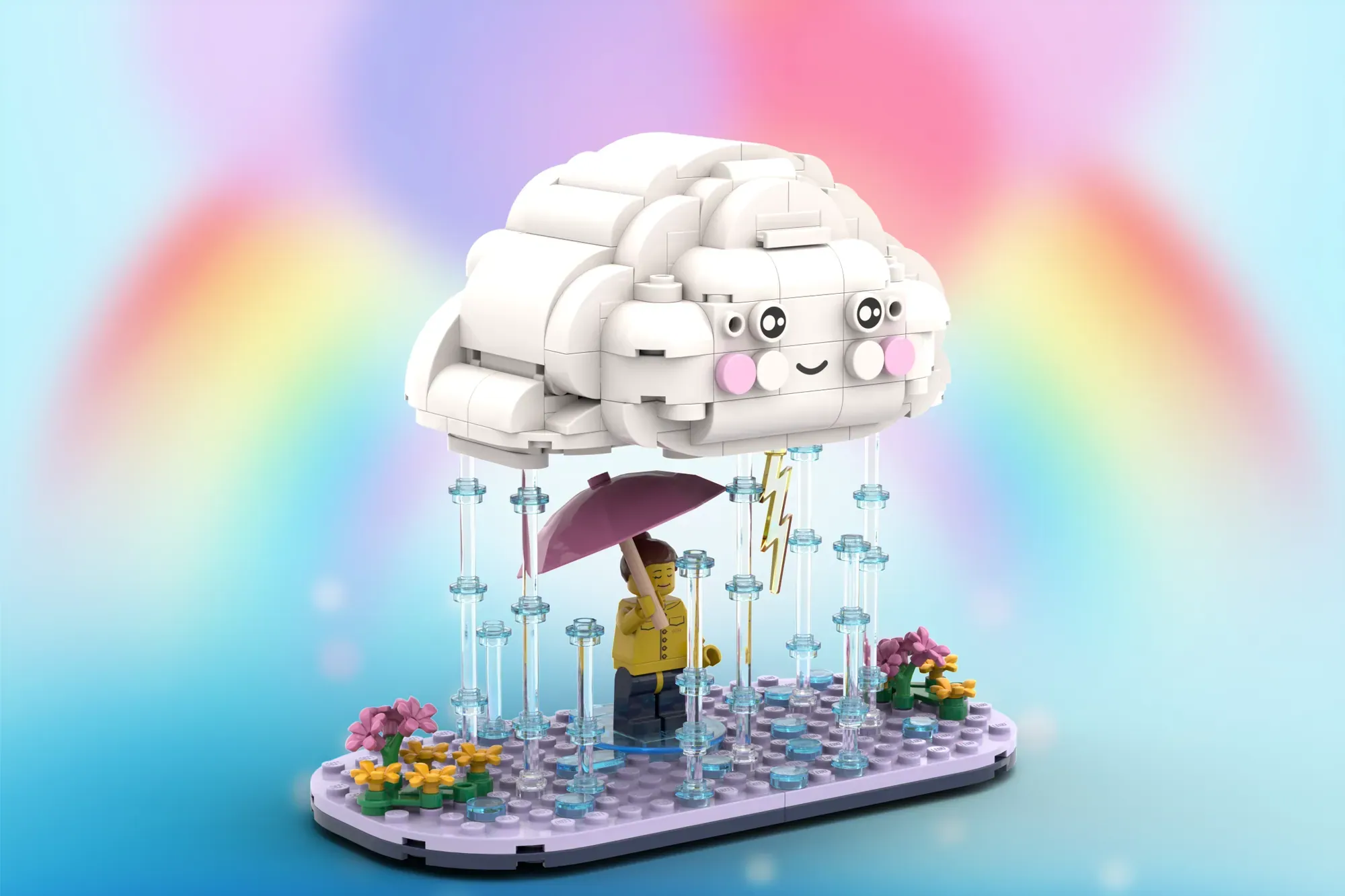 A Cloud Full of Hope em LEGO® Ideas - a nuvem que se abre e guarda um arco-íris lá dentro