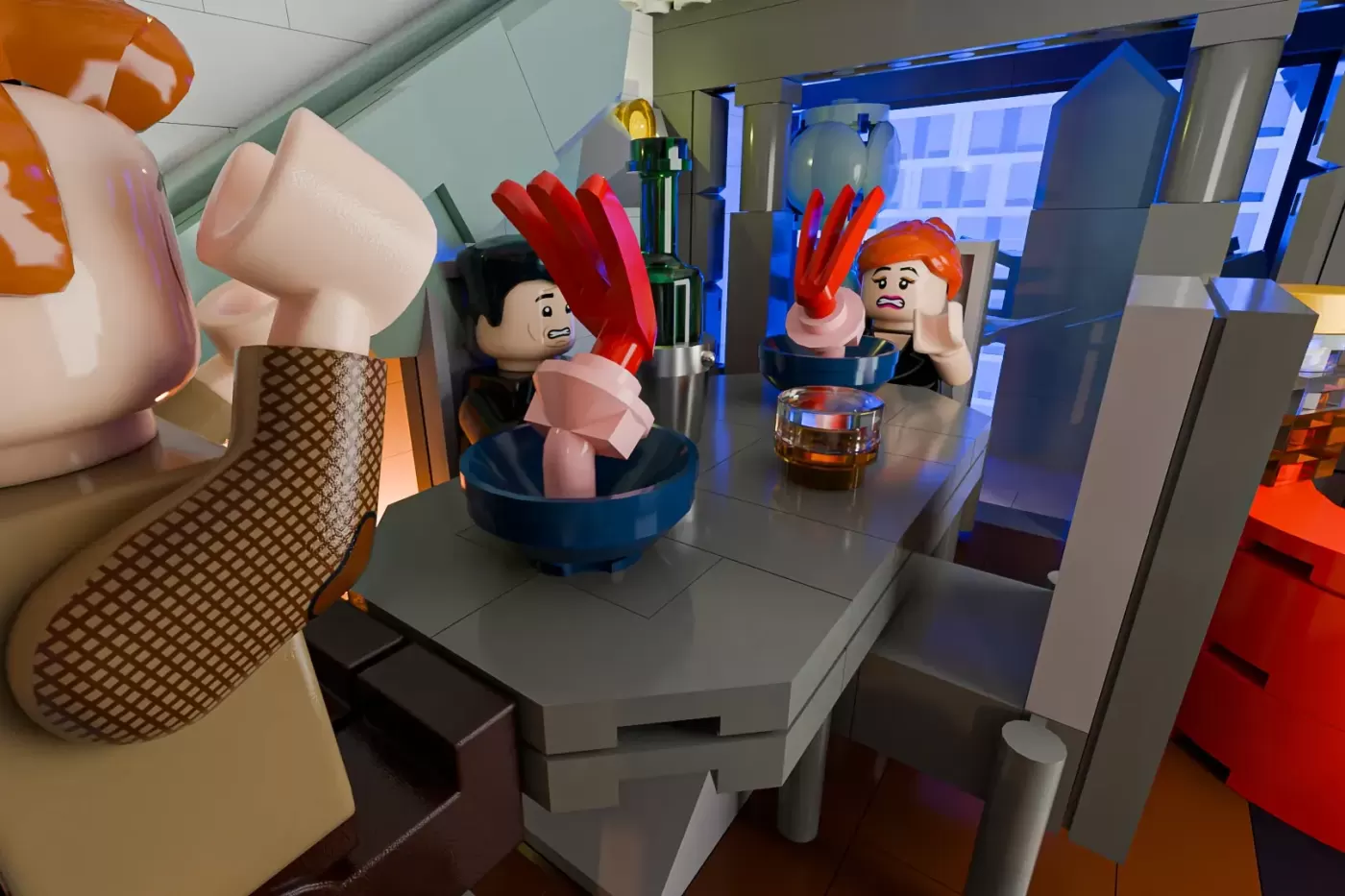Beetlejuice LEGO Ideas attic with green light brick