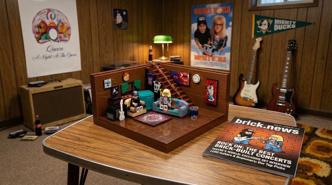 Wayne's World em LEGO® Ideas: o icónico estúdio na cave feito em tijolos