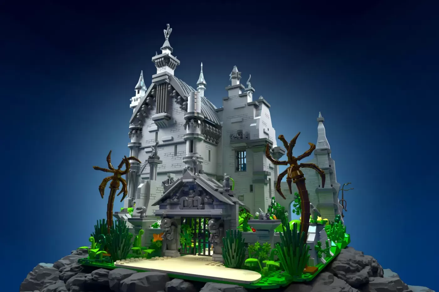 Castelo de Eduardo Mãos-de-Tesoura em LEGO® Ideas - o gótico de Tim Burton com máquina de bolachas lá dentro