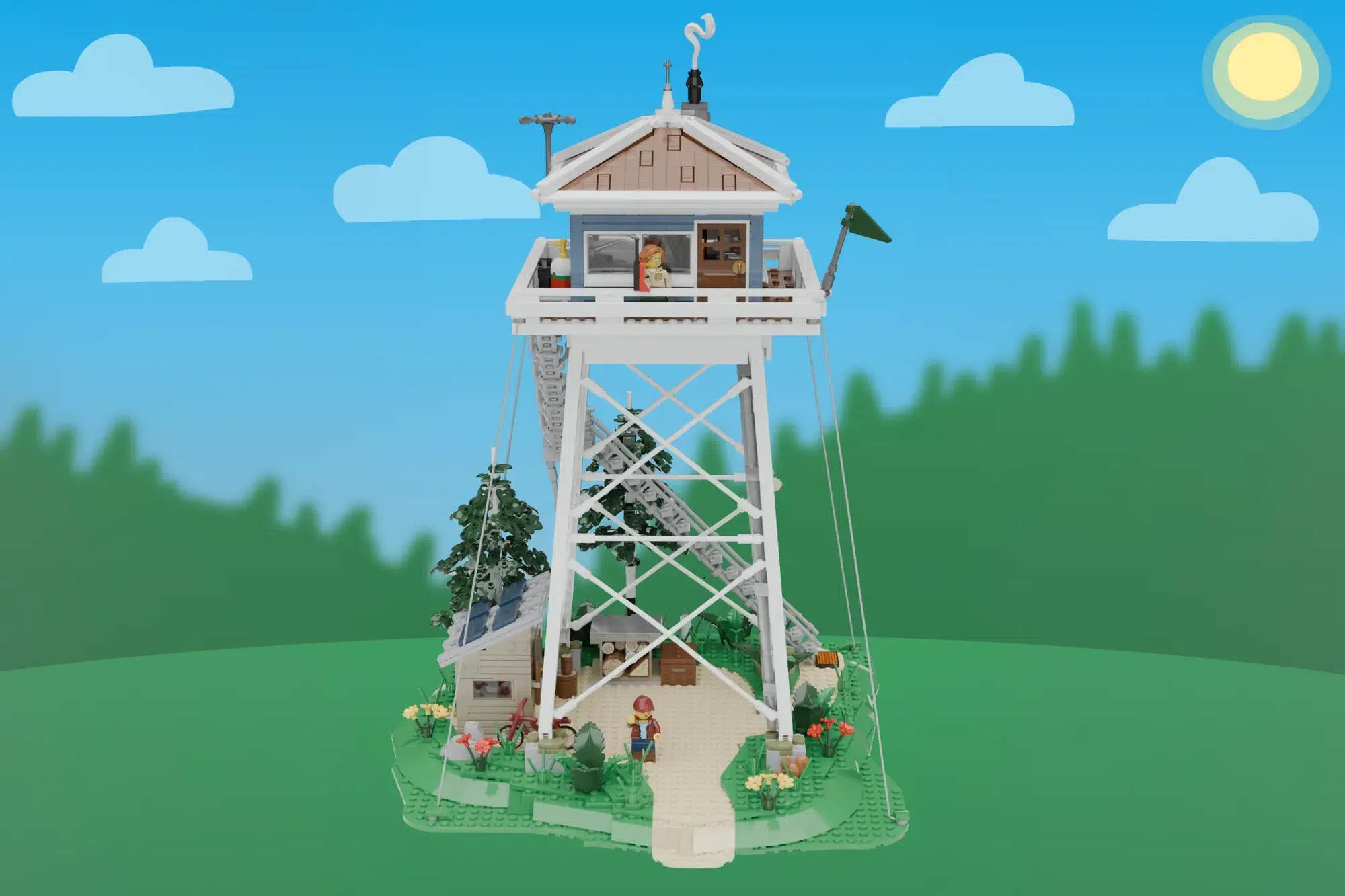 Fire Lookout Tower Hits 10,000 Supporters on LEGO® Ideas - Complete With a Working Osborne Fire Map