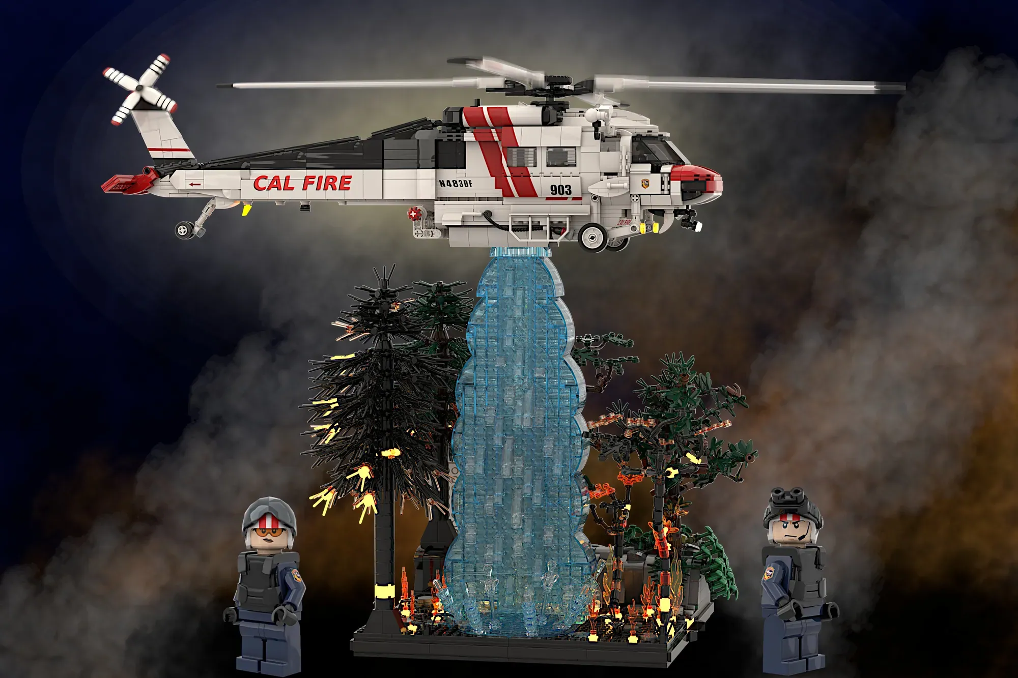 Firehawk em LEGO® Ideas - 3000 Peças com uma Cascata de Água Congelada no Ar