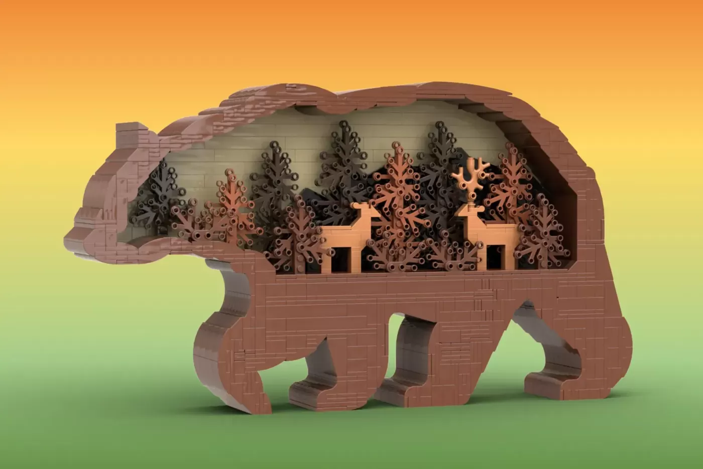 LEGO® Ideas Bear Statue Project Reaches 10K Supporters - Nature Meets Bricks — side view