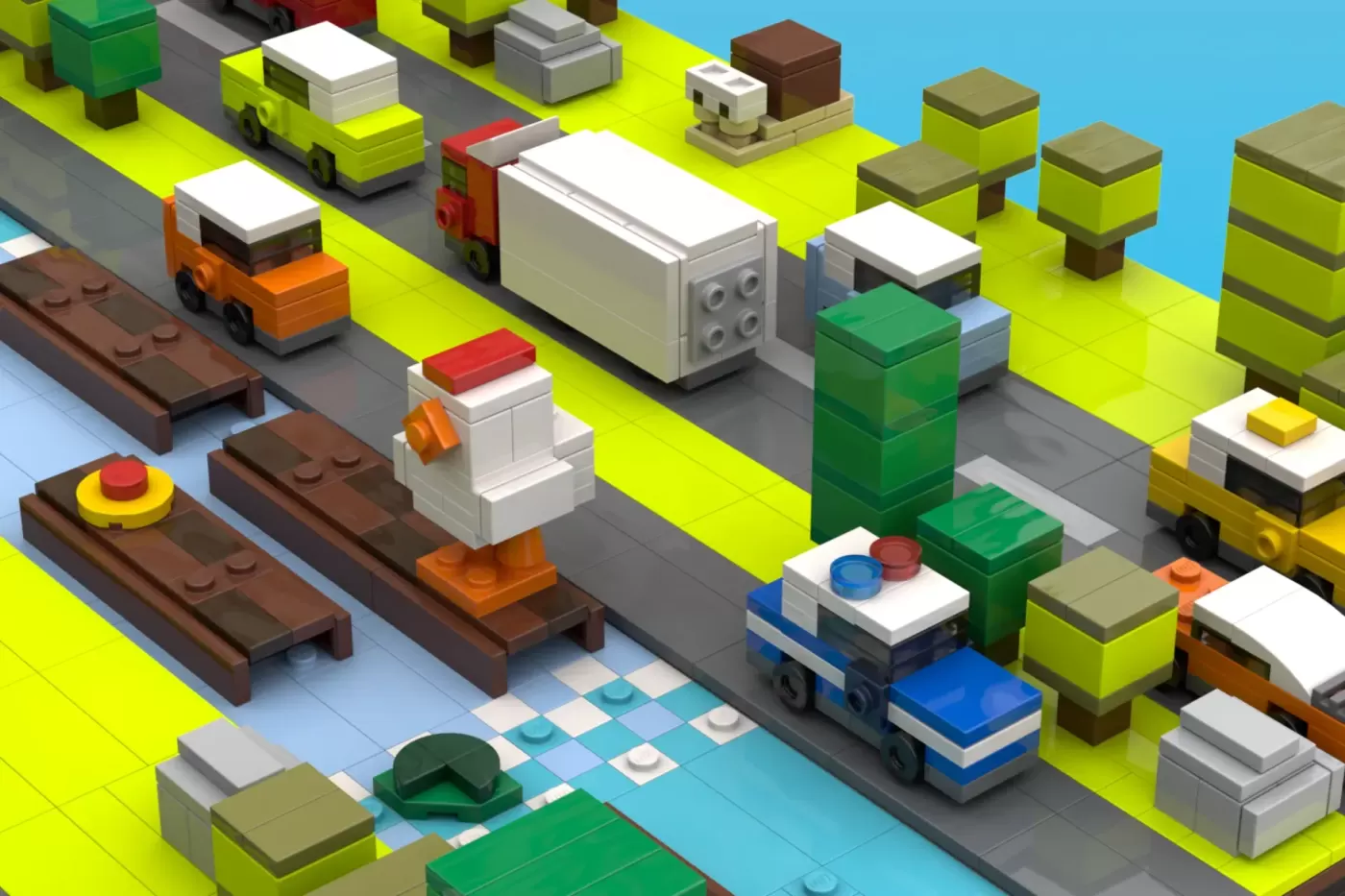 LEGO® Ideas Crossy Road Project Brings Pixel Perfect Gaming to Bricks ,  side view