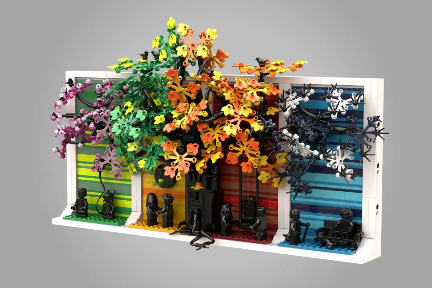 LEGO® Ideas Four Seasons of Life Reaches 10K Supporters with Beautiful Wall Art Design ,  build progress