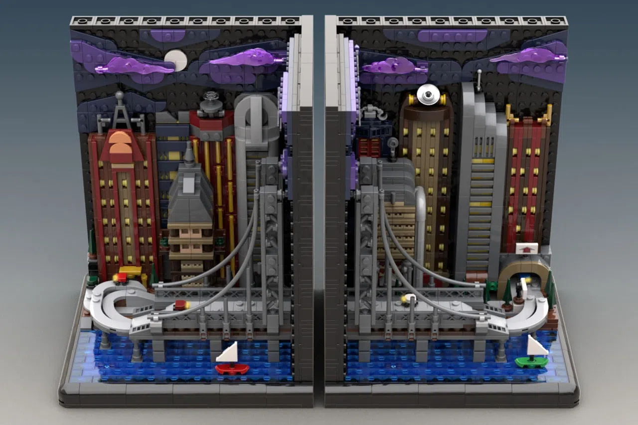 LEGO® City Skyline Bookends Light Up the Shelf - and Hit 10,000 Supporters