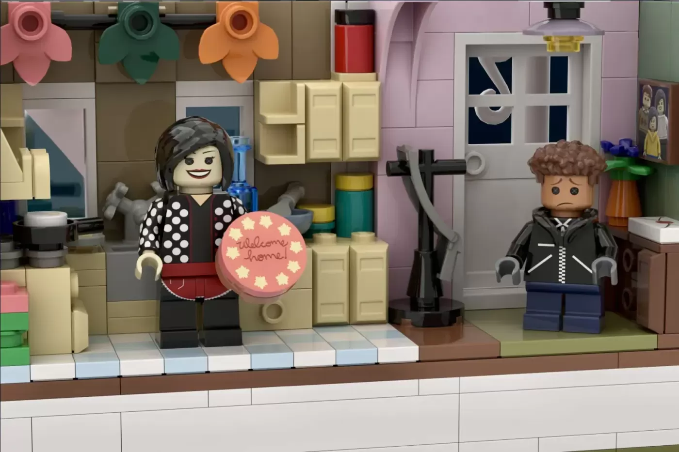 LEGO Coraline Pink Palace scene with two minifigures and