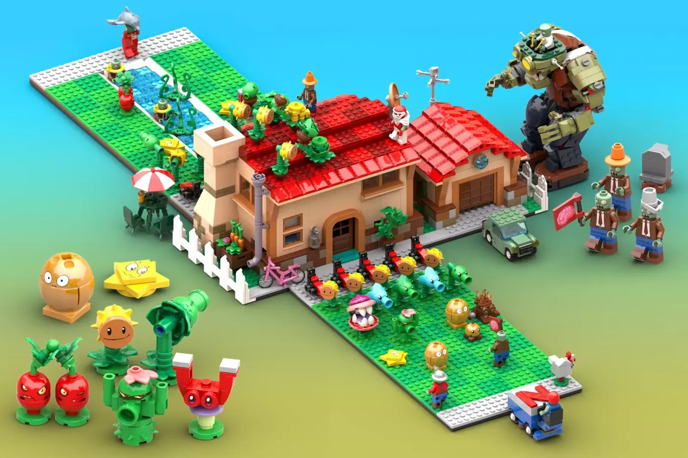 Plants vs. Zombies Comes to LEGO® Ideas - 2,704 Pieces of Lawn Defense