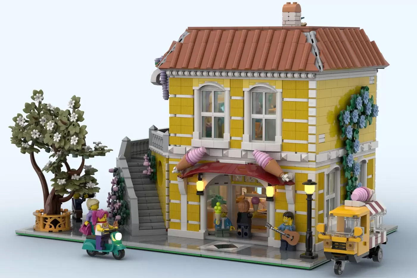 This 4,592-Piece LEGO® Gelateria Serves Up Gelato and Wisteria in Perfect Italian Style