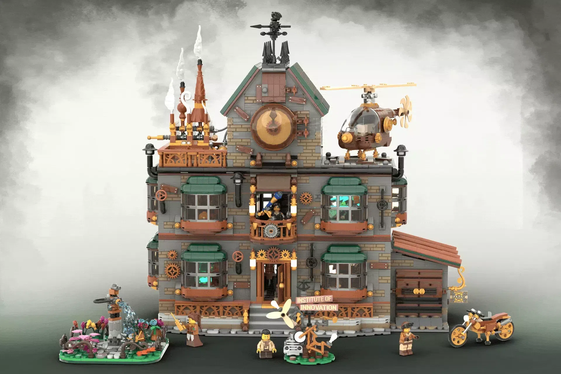 This 4,976-Piece Steampunk Institute Hides a Fish Man in a Glass Tube