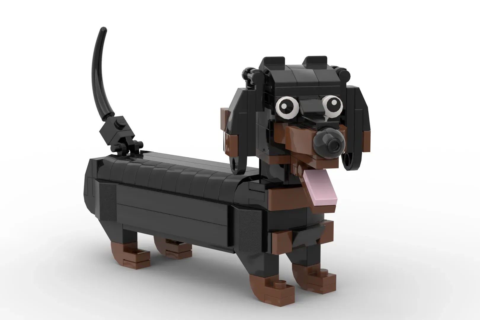 This Brick-Built LEGO® Dachshund Has a Posable Tail and a Real Puppy-Dog Look