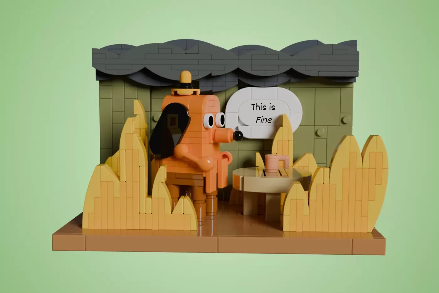 This Is Fine - The Meme Dog in the Burning Room Is Now a 471-Piece LEGO® Build